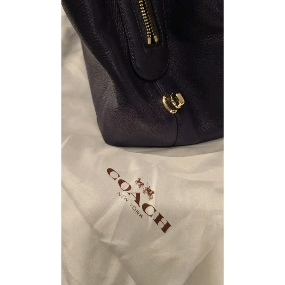 COACH Rich Purple Tumbled‎ Leather Three Compartment Vintage Hobo Shoulder Bag